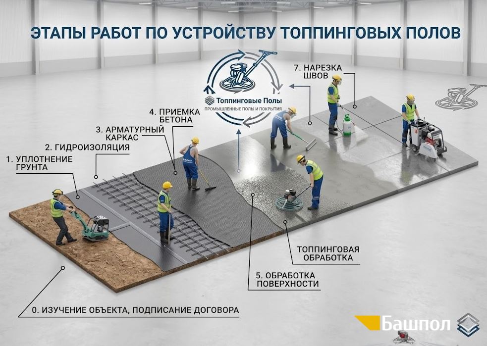 Профессиональные бетонные полы с топпингом. Делаем быстро, ровно, без трещин и пыли. Полный цикл: армирование, заливка, упрочнение, нарезка швов. Любая форма оплаты (НДС/без). Гарантия качества. Звоните для консультации и бесплатного расчета сметы Профессиональные бетонные полы с топпингом. Делаем быстро, ровно, без трещин и пыли. Полный цикл: армирование, заливка, упрочнение, нарезка швов. Любая форма оплаты (НДС/без). Гарантия качества. Звоните для консультации и бесплатного расчета сметы